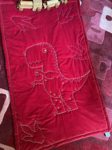 A new series is on its way! Dino's here we come.T-Rex is here! A beautiful soft red velvet 70cm x 122cm all done. If you like I can add a name for you.
